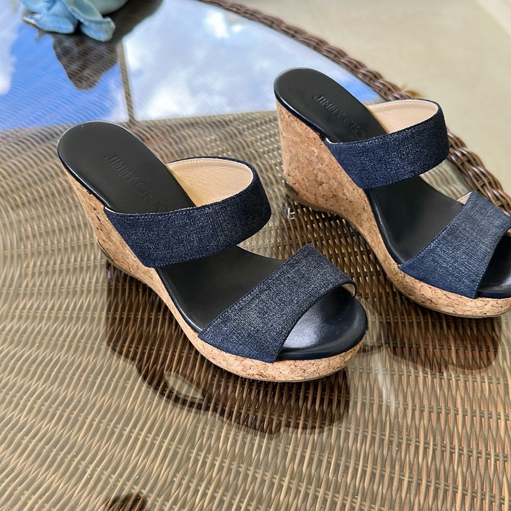 Jimmy Choo platform wedge navy size 37.5
